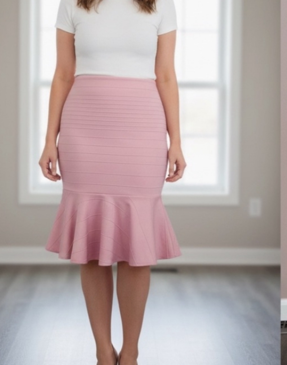 🟢Elegant Pink Flared Skirt Size Small